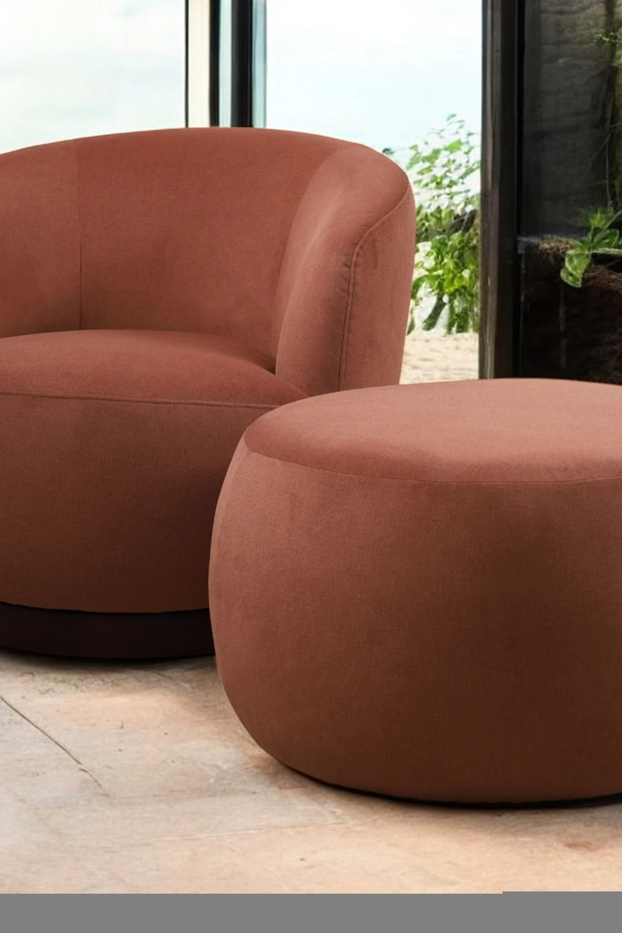 Pouf rond Monza Terracotta