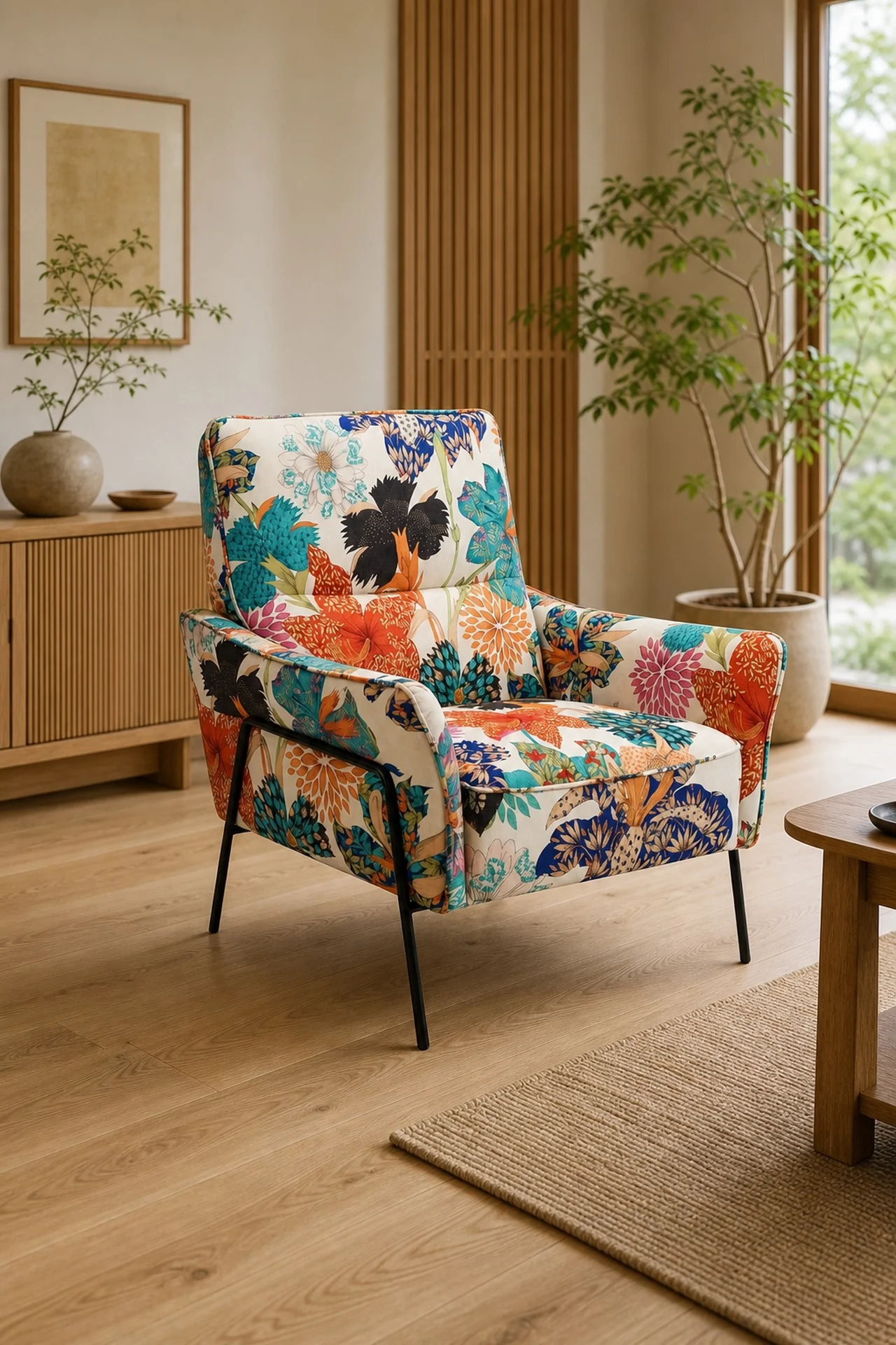 OSAKA fauteuil Fleurs Crème en ambiance