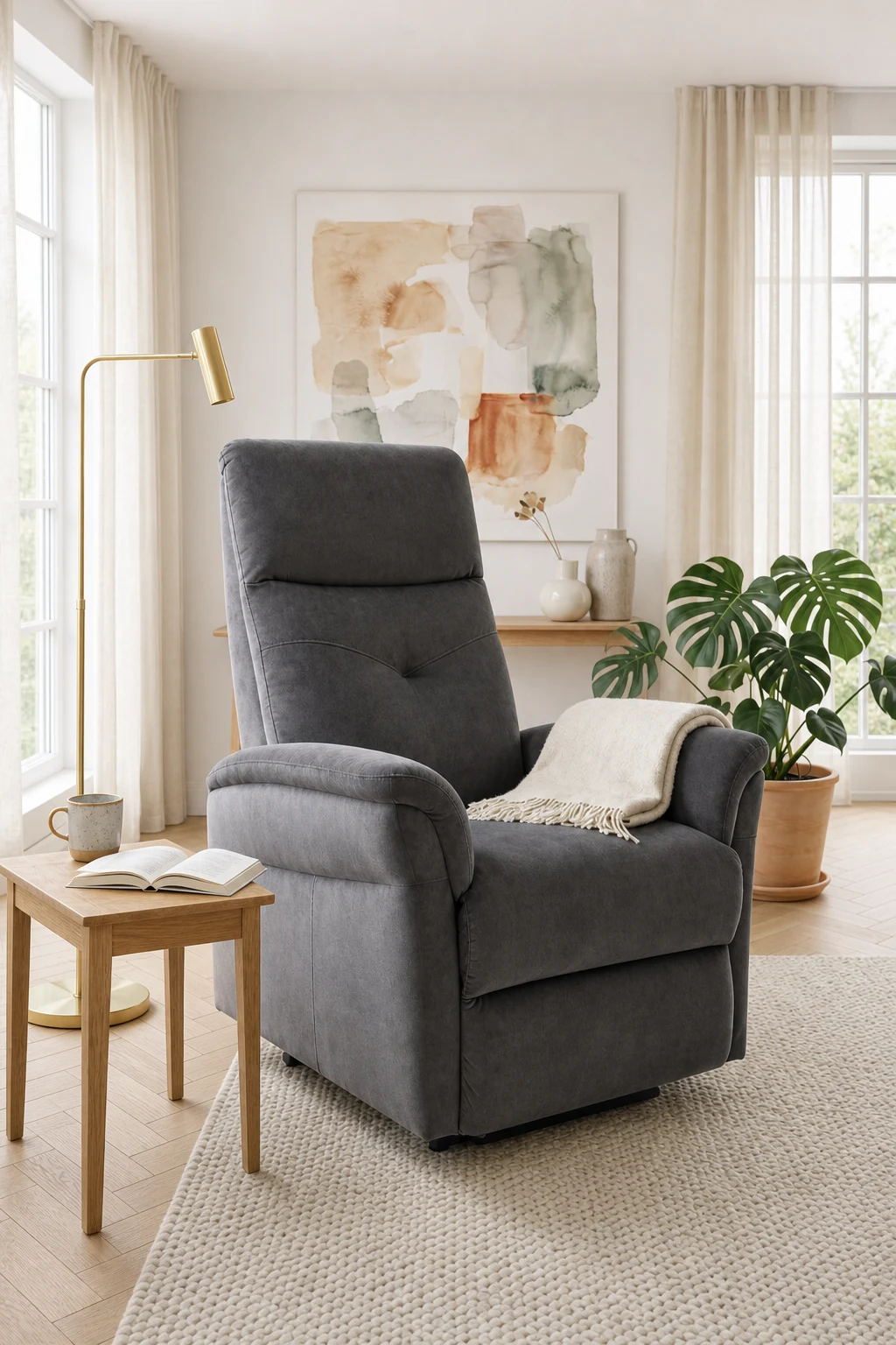 SHETLAND 4 moteurs — Fauteuil releveur Anthracite en ambiance